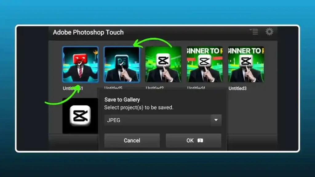 how to save image in gallery in ps cc apk